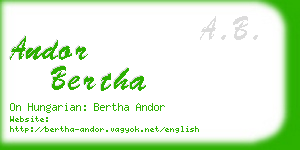 andor bertha business card